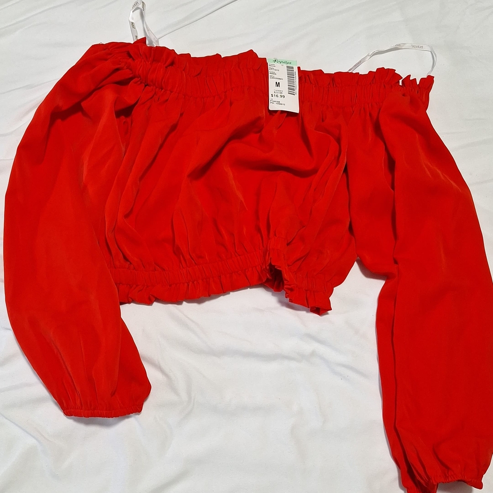 Red Kids Off-Shoulder Top